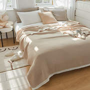 简约素色日式四层纱布加厚纯棉毛巾被空调盖毯柔软单双人四季床单