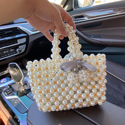 珍珠包包女手工编织包包，diy材料包散珠子自制串珠包小香风手提包