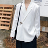 春季韩国ins白色小西装男个性，金属锁扣设计感韩版网红高级感西服