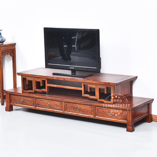 明清仿古中式南榆木，实木家具雕花，电视机柜双层电视柜视听柜矮柜