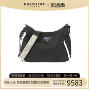 中古prada普拉达女包a级95新shoulderbag尼龙黑色铆钉单肩手提包