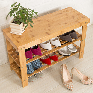 楠竹鞋架换鞋凳，简易多层实木鞋柜防尘储物收纳家用经济型穿鞋凳子