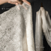 白立体(白立体)玫瑰压花，褶皱天丝纱透视蕾丝雪纺，婚纱礼服连衣裙设计师面料