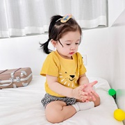 童装夏季卡通女童套装格子韩版婴儿衣服纯棉女宝宝T恤两件套ins风