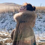 灯芯绒派克棉服女2022年冬季大毛领，加绒中长款韩版宽松棉衣潮