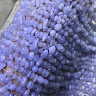 天然水晶 海蓝纹紫玛瑙 平孔不规则碎石 半成品  DIY手链项链配珠