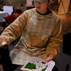 画画罩衣长袖围裙女家用厨房专用防水防油绘画美术大人男工作