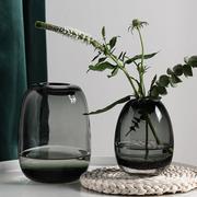 日式简约插花工艺花瓶，圆润厚重玻璃花瓶，装饰水培工艺品装饰摆件