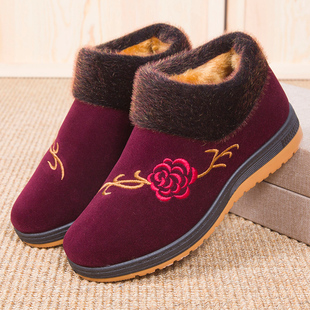 21老北京布鞋女冬季保暖老人棉鞋加绒加厚妈妈，鞋平底防滑奶奶棉靴