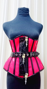 实物拍摄红色漆皮宫廷束腰，哥特式收腹马甲corset钢骨，束身衣瘦身衣