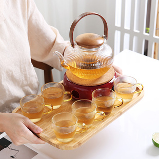 欧式下午茶煮水果花茶壶套装耐高温玻璃茶杯蜡烛加热酒店花草茶具