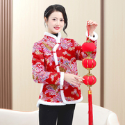 新年红色小棉袄短款女士冬装加绒保暖棉服外套新中式喜庆国风棉衣