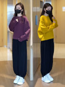 简约风运动套装女春秋，韩版圆领宽松卫衣，慵懒风休闲时尚两件套