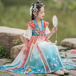 女童汉服公主裙春夏季中国风小女孩超仙唐装，复古风襦裙儿童演出服