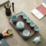 功夫茶具套装2023家用高端汝窑陶瓷盖碗茶杯喝茶茶盘组合整套