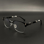 LH克罗伈眼镜潮百搭平光镜男个性金属镜架近视定制防蓝光纯钛镜框