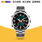2023韩版潮流电子表1146男多功能大表盘钢表带防水学生运动手表