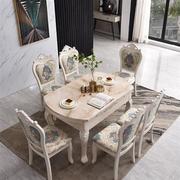 欧式大理石餐桌椅组合小户型实木，餐桌圆餐桌，多功能折叠桌餐桌家用