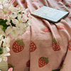 春夏A类纯棉纱布厚床单不皱粉色草莓儿童全棉盖毯卧室床盖空调毯