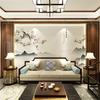 新中式花鸟壁l布电视背景墙壁画客厅沙发影视壁纸墙布卧室壁