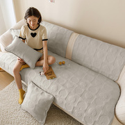 北欧风简约全棉沙发垫四季通用防滑纯棉绗缝垫布艺沙发套罩坐垫子