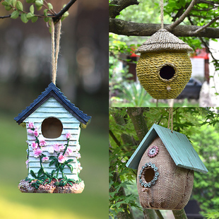 户外庭院树脂创意鸟窝，鸟巢别墅花园景观园艺布置造景装饰挂件摆件