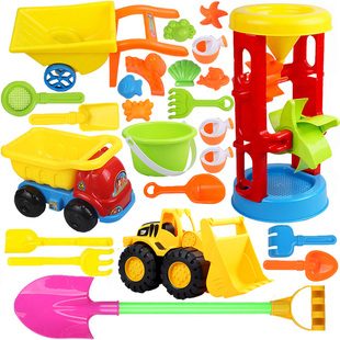儿童沙滩玩具套装车大号沙漏铲子沙桶宝宝沙池工具玩沙决明子玩具