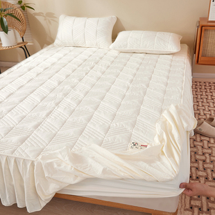 A类大豆纤维床裙款床笠防滑1.2米床花边床罩1.8m床纯色夹棉床垫套