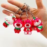 可爱草莓小熊钥匙扣挂件立体软胶水果，熊草莓(熊草莓)兔动物公仔包挂件(包挂件)