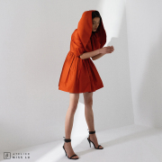 AtelierMissLu设计师品牌斗篷V领嘭嘭连身裙a字短裙气质公主裙