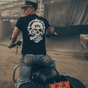 暗黑摩托机车摇滚金属乐队，硬核铁拳骷髅头衣服泰国潮牌短袖t恤男