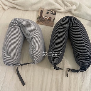 RKia不歪脖~纯棉U型枕舒适旅行午睡学生日本泡沫粒子护颈枕头便携