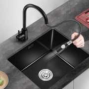 黑色不锈钢吧台水槽单槽小尺寸厨房，洗菜盆岛台手工槽洗碗槽台下盆