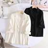 袖の高级感西装外套2023简单版黑色白色休闲垂感七分袖西服女