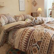波西米亚咖色床上全棉纯棉四件套床单被套床笠床罩民宿1.8m三件套