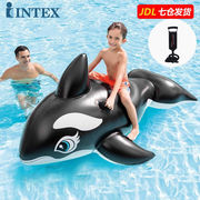 INTEX大黑鲸坐骑儿童成人水上动物游泳圈充气坐骑浮排浮板戏水冲