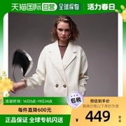 香港直邮潮奢 Topshop 女士 chuck 双排扣短款大衣(白色)
