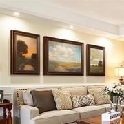 美式客厅装饰画复古挂画世界名画风景油画沙发背景墙三联画欧式