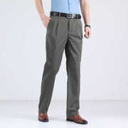 驰琴双褶宽松高腰男裤夏装，薄款纯棉97%氨纶，3休闲裤中老年男士长裤