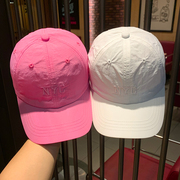 帽子女夏季薄款速干布棒球帽，韩版刺绣字母遮脸防晒鸭舌帽男女