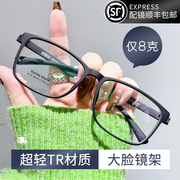 无螺丝眼镜超轻大脸潮款男双梁可配度数纯树脂款镜框TR90大框镜架