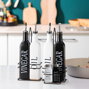 创意黑白套装玻璃油瓶餐桌调味酱油醋瓶厨房用品油壶500ml调味瓶