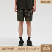 BONELESS迷彩大口袋短裤夏季透气五分裤高街直筒运动裤宽松裤子