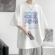300G重磅纯棉短袖T恤男夏季潮牌字母半袖宽松情侣体恤美式打底衫