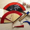 和风折扇女红色扇子古风折叠w扇中国风扇，日式扇古典舞蹈扇红