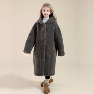 小朵啦儿童皮草外套女童装男宝宝，羊羔毛加厚(毛加厚)长款韩版冬季大衣
