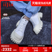 iiJin艾今20239cm优雅时尚厚底内增高休闲皮鞋女YF326WZI