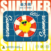 卫生间地垫全铺隔水summer黄色，小鸭泳池浴室，沐浴防滑硅藻泥地垫