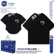 NASA联名~一长一短日系简约纯棉短袖T恤男女情侣百搭宽松潮流上衣
