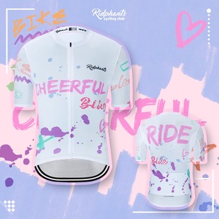 春夏季公路车骑行服短袖长袖牛奶丝速干男女山地自行车服彩色涂鸦